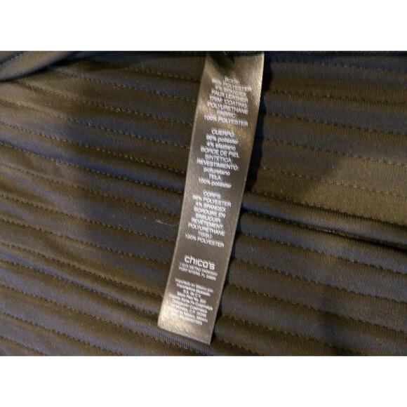 ChicosTravelers 3 XL 16/18 Faux Lines Leather Striped Jacket Brown Black White - Picture 12 of 13